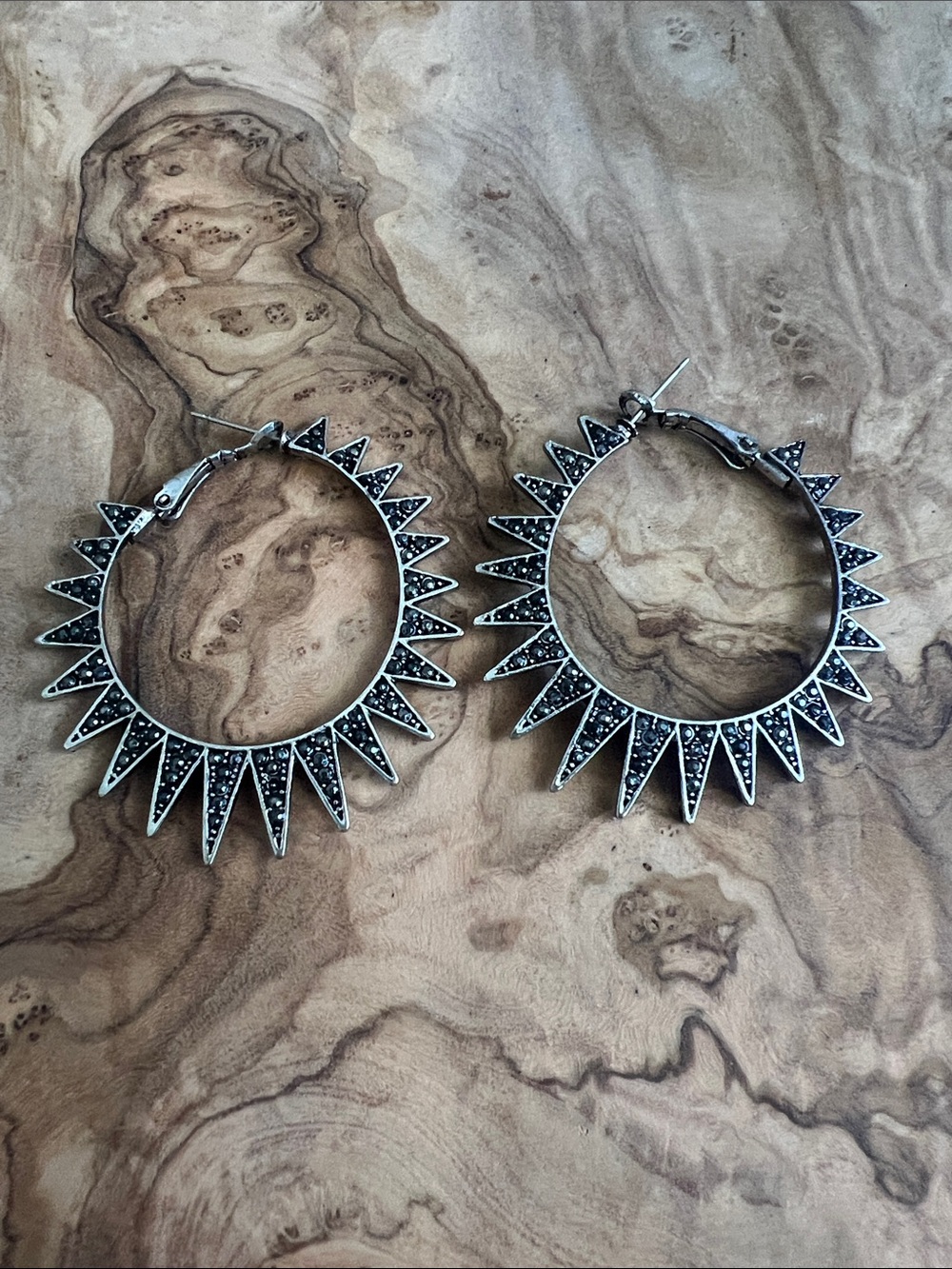 Liberty Sunburst Hoop Earrings - Black Accents